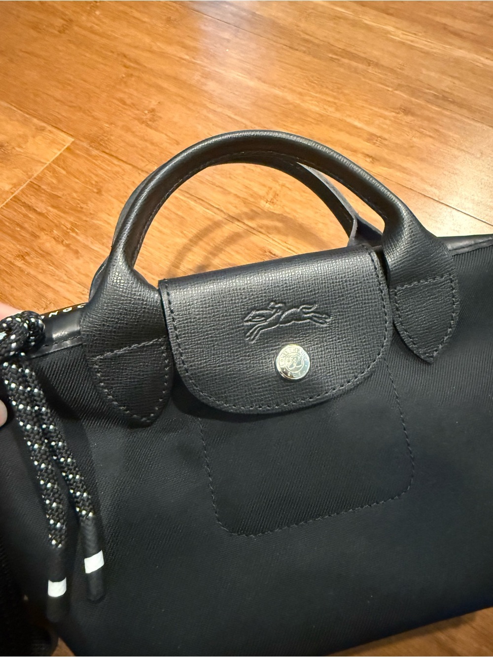 Longchamp Black Le Pliage Top-Handle Tote